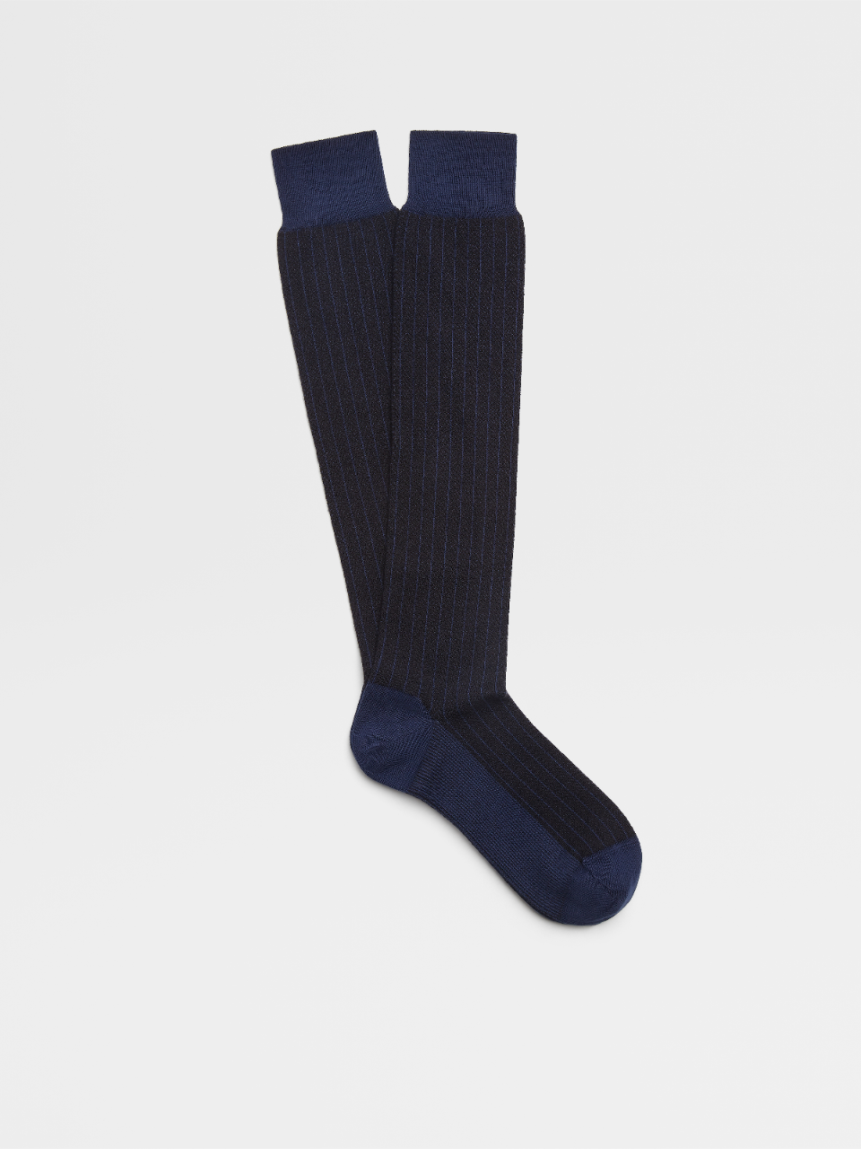 Black Herringbone Wool and Cotton Mid Calf Socks
